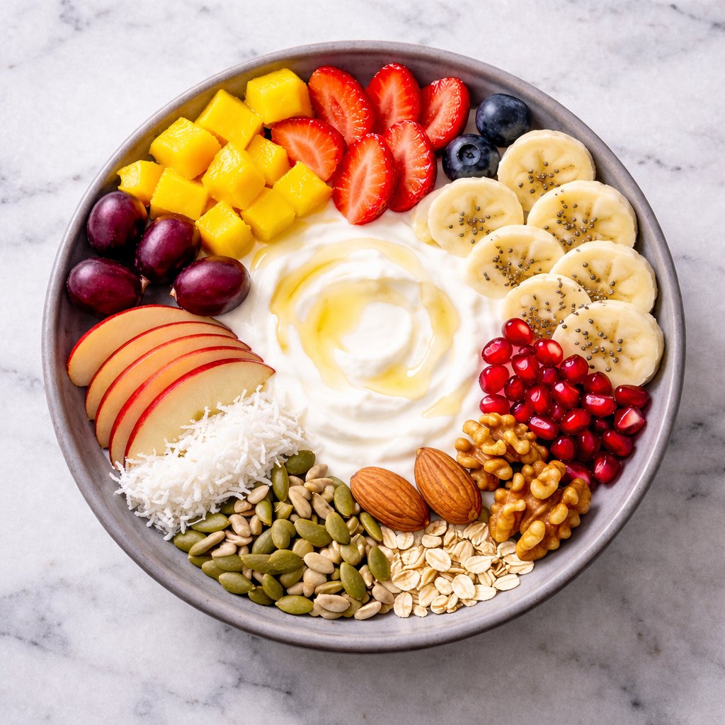 Very Fruity Bowl with mango, strawberry, banana, pomegranate and fruits